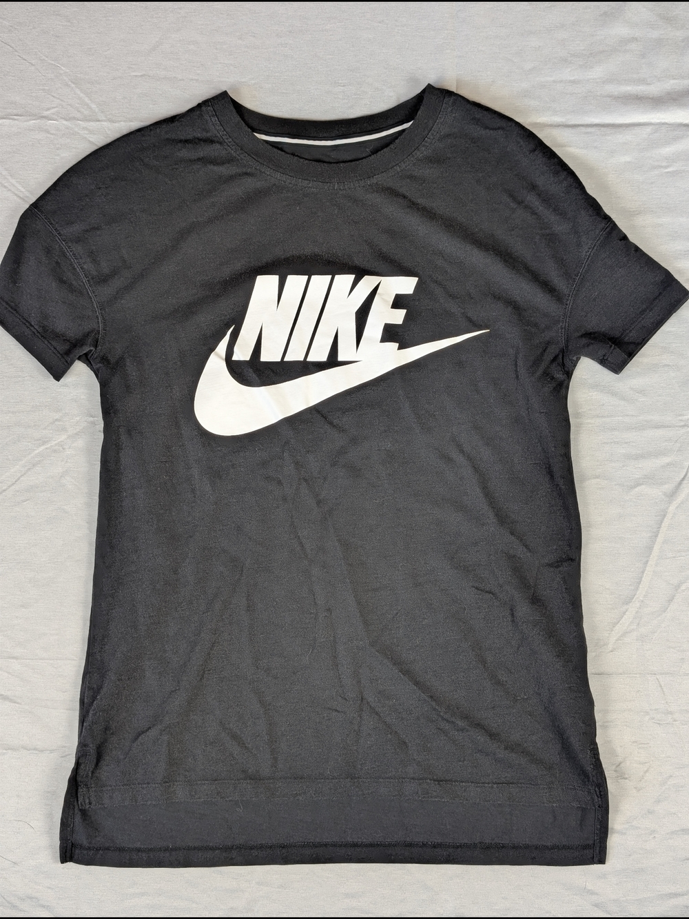 Nike Black Cotton Jersey Logo Crew Neck women's S Short Sleeve T-Shirt